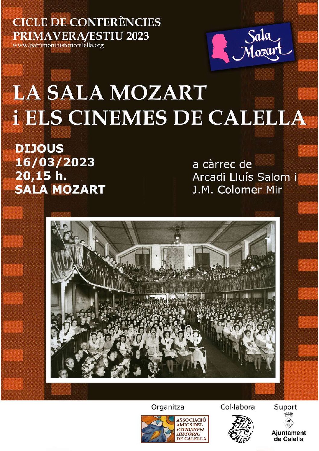 Conferència “La sala mozart i els cinemes de Calella” per d’Arcadi Lluís Salom i J.M Colomer Mir.
